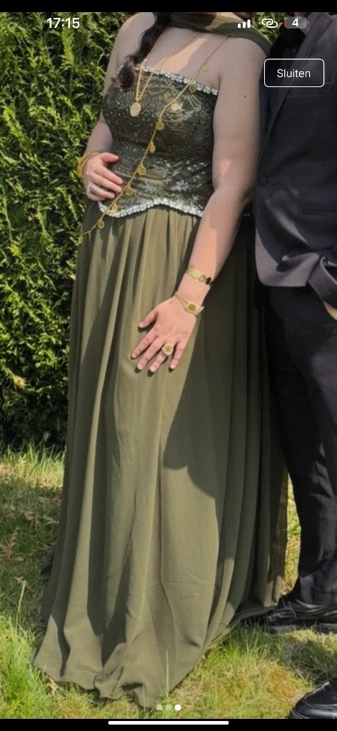 groene avondjurk, Vêtements | Femmes, Robes, Taille 46/48 (XL) ou plus grande, Comme neuf, Sous le genou, Andere
