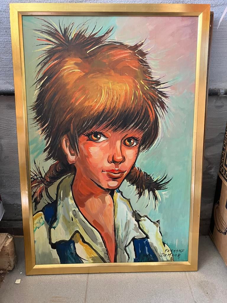 Schilderij van meisje met grote ogen, Ophalen