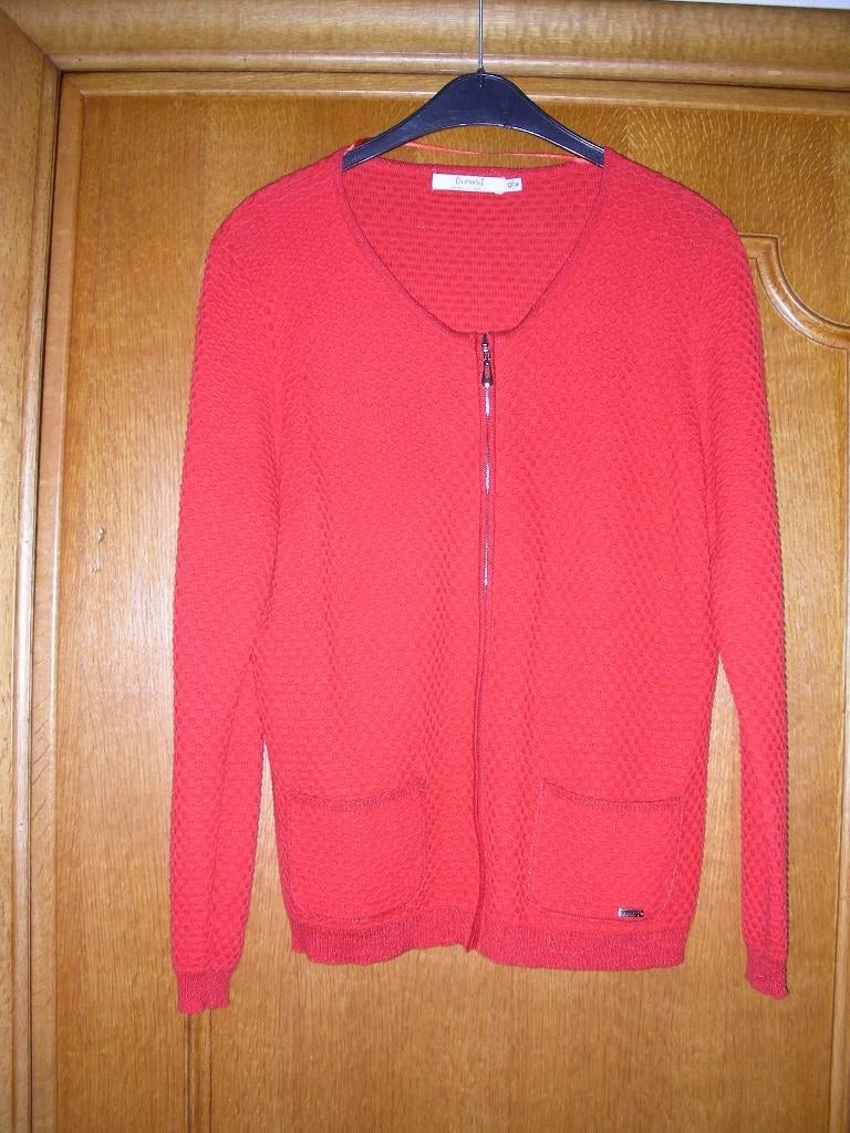 Rode cardigan met rits Luna's, maat 42, Enlèvement ou Envoi, Comme neuf, Luna's, Taille 42/44 (L)