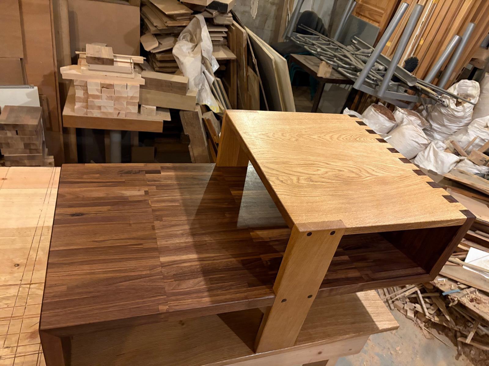 Table à café chêne et noyer, Maison & Meubles, Enlèvement ou Envoi