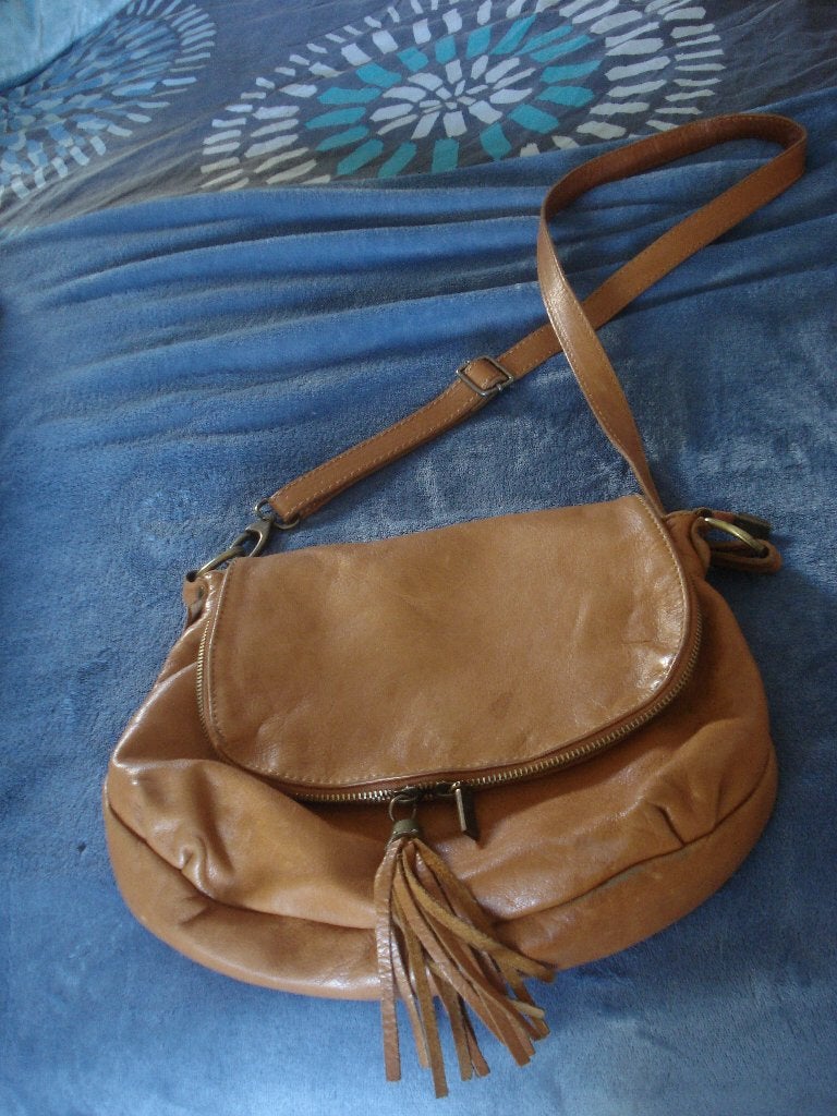 Bruine lederen handtas, dames/meisjes, Ophalen of Verzenden, Gebruikt, Bruin, Handtas