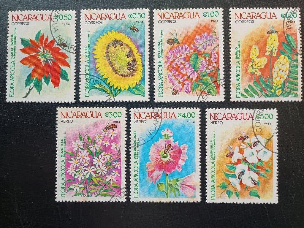 Bloemen, Nicaragua 1984, Ophalen of Verzenden, Gestempeld, Dier of Natuur
