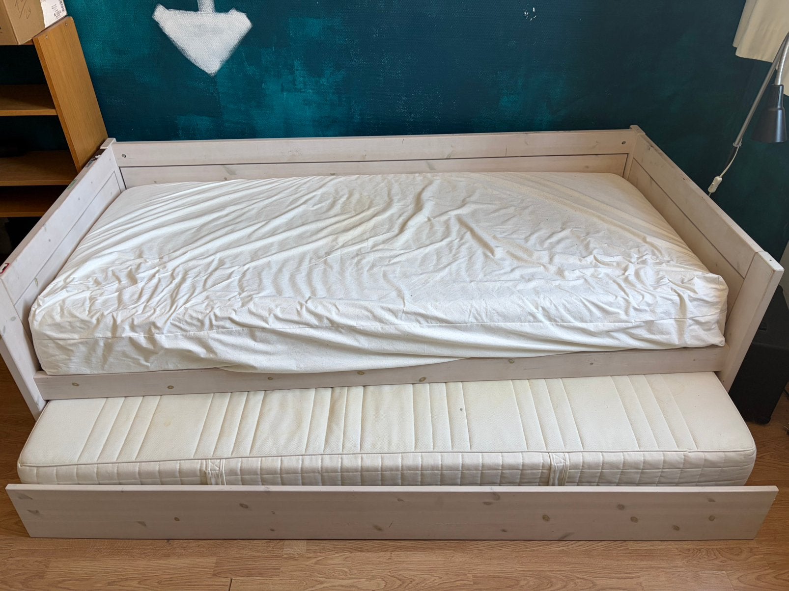 Lit 2 en 1, Huis en Inrichting, Slaapkamer | Bedden, Ophalen, Gebruikt, 90 cm, Eenpersoons