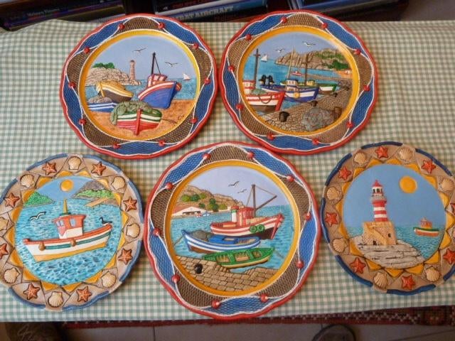 Keramische Marquez 5 Superb reliëfborden, terracotta, Ophalen of Verzenden
