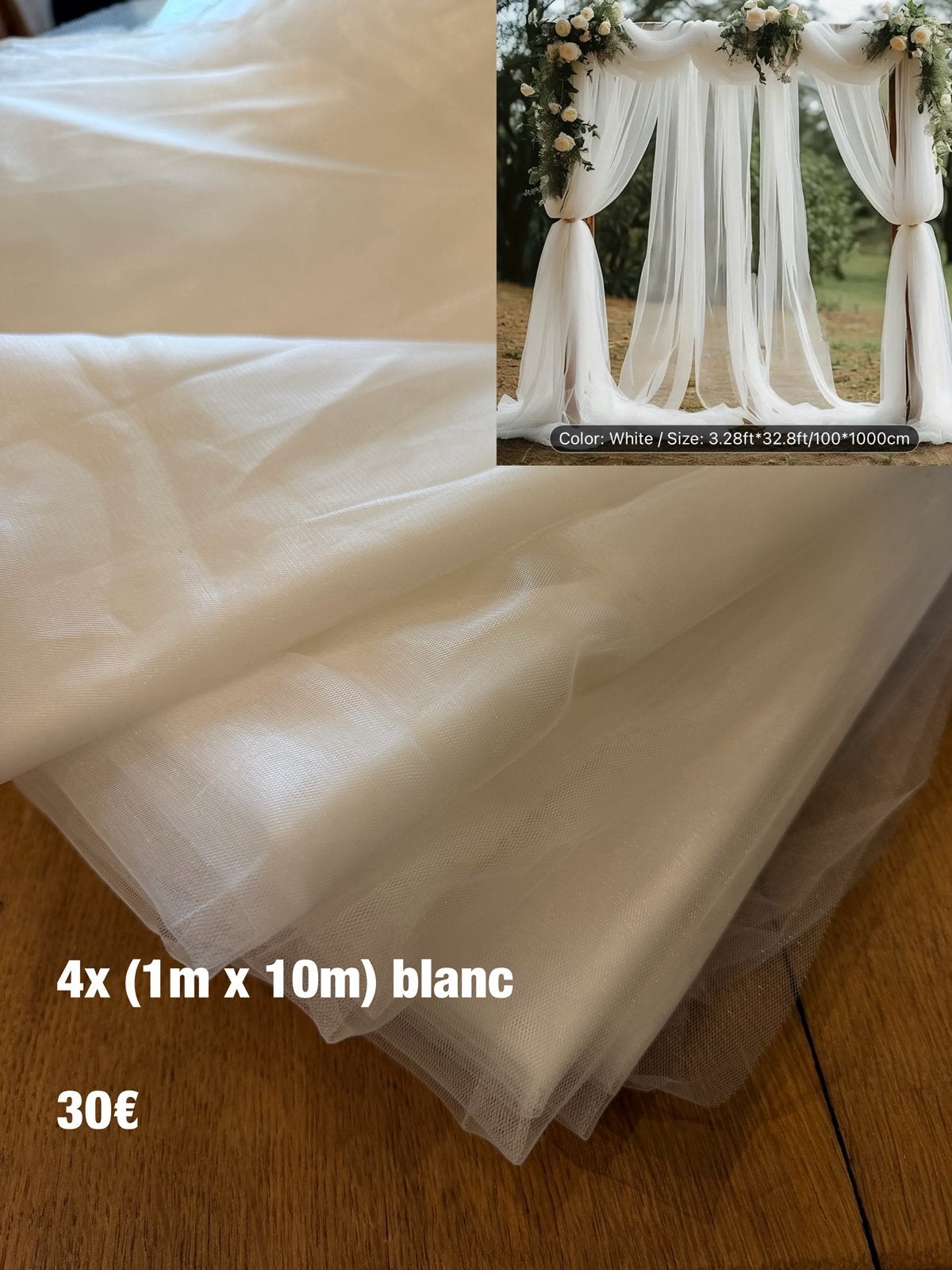 Tulle blanc 4x (1mx10m), Ophalen, Zo goed als nieuw, Wit