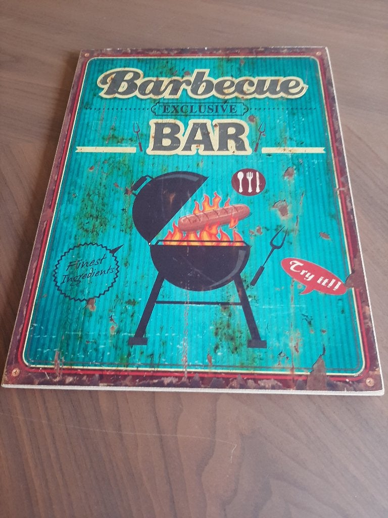 Tof decoratief houten bord "barbeque bar", Ophalen of Verzenden, Zo goed als nieuw, Hout, Wandbord of Wandpaneel