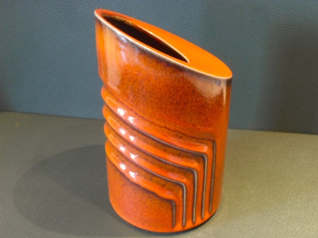 Cari Zalloni. Vaas "Zyclon" 70's., Antiek en Kunst, Ophalen, Vaas, Rood, Gemerkt