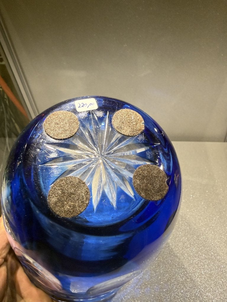 Val Saint Lambert Kobaltblauwe Kristallen Vaas, Antiek en Kunst, Ophalen of Verzenden