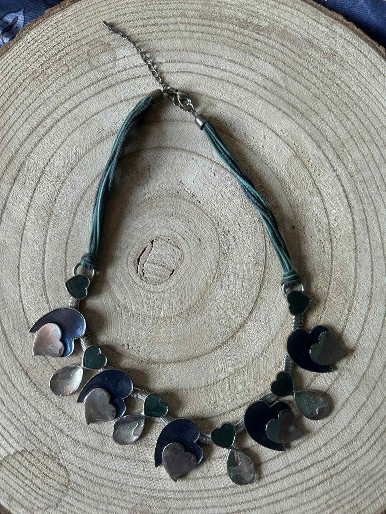 Collier cœur bleu et gris, Handtassen en Accessoires, Kettingen, Ophalen, Zo goed als nieuw, Blauw, Overige materialen