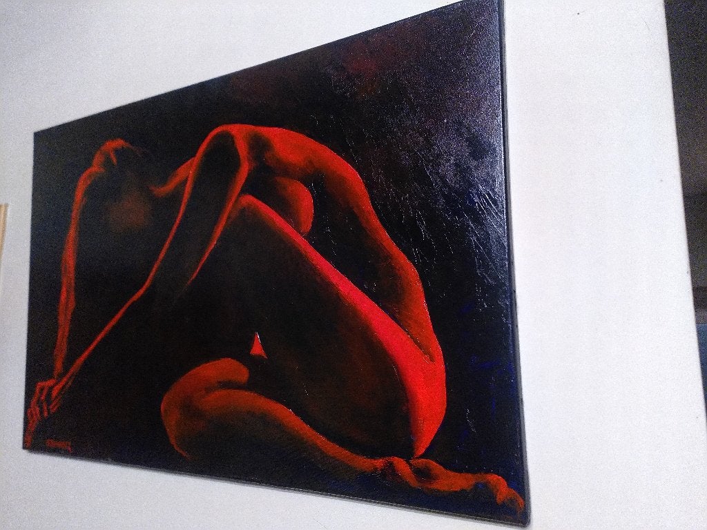 Schilderij van Xavier Beaumez, Antiquités & Art, Enlèvement, Signé, Figures