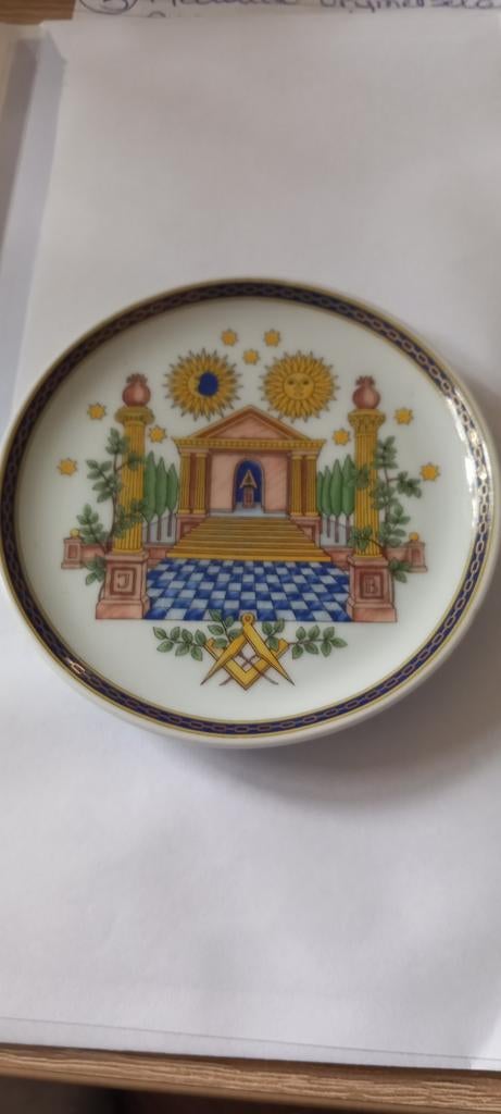 Vrijmetselaars triptiek schoteltje, Antiek en Kunst, Ophalen of Verzenden