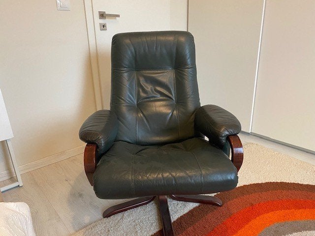 Fauteuil en cuir, Maison & Meubles, Fauteuils, 75 à 100 cm, Enlèvement, Utilisé, Bois