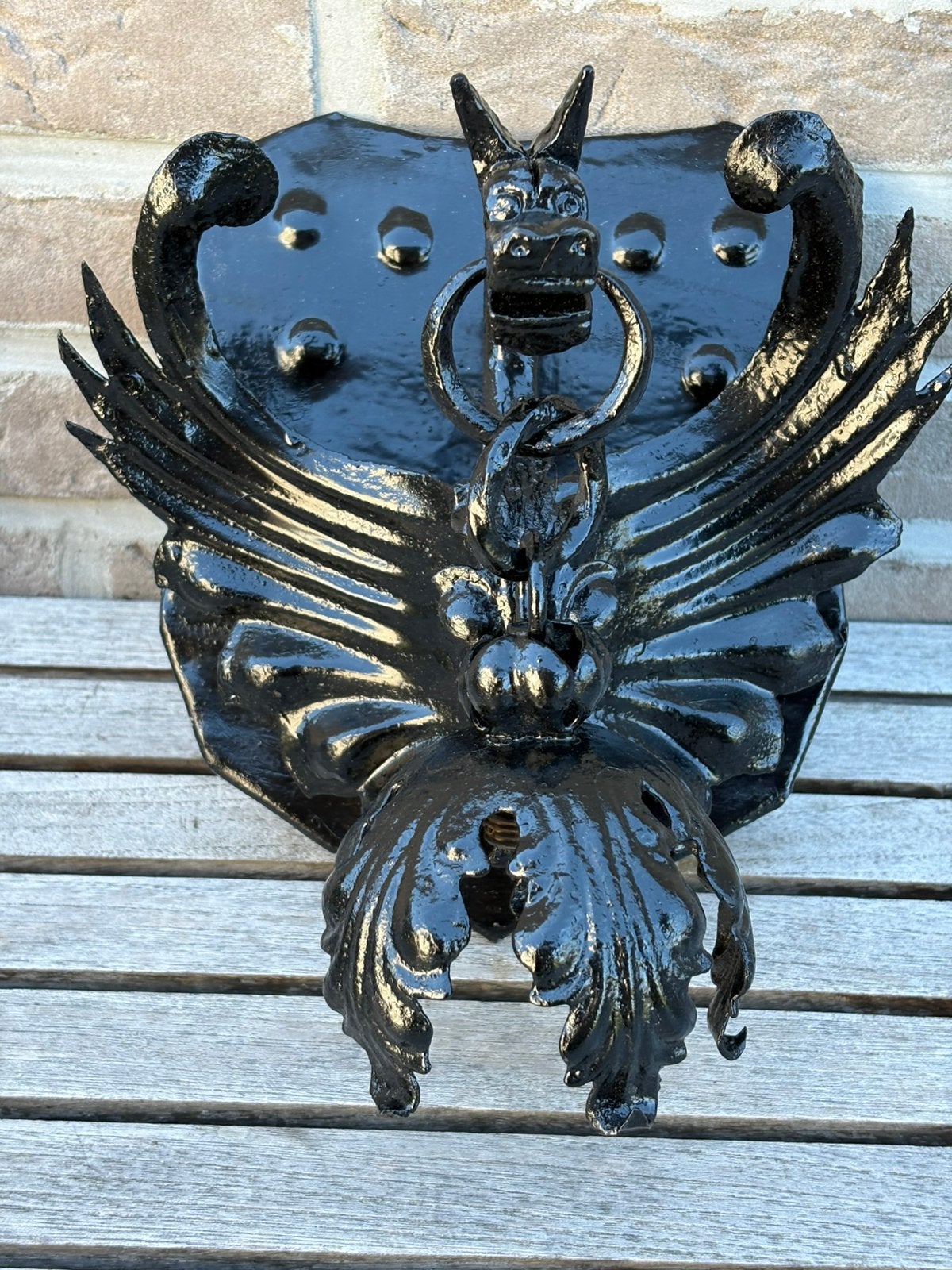 Wandlamp met draak, Gebruikt, Zwart, Ophalen of Verzenden, Metaal