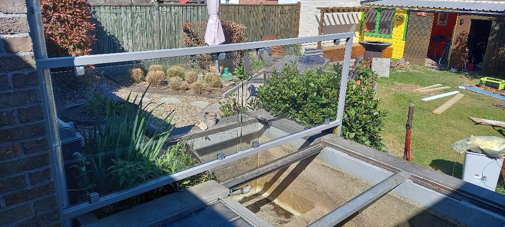 Glazen wand of afscheiding voor terras, Tuin en Terras, Ophalen, Gebruikt, Overige materialen, Overige typen