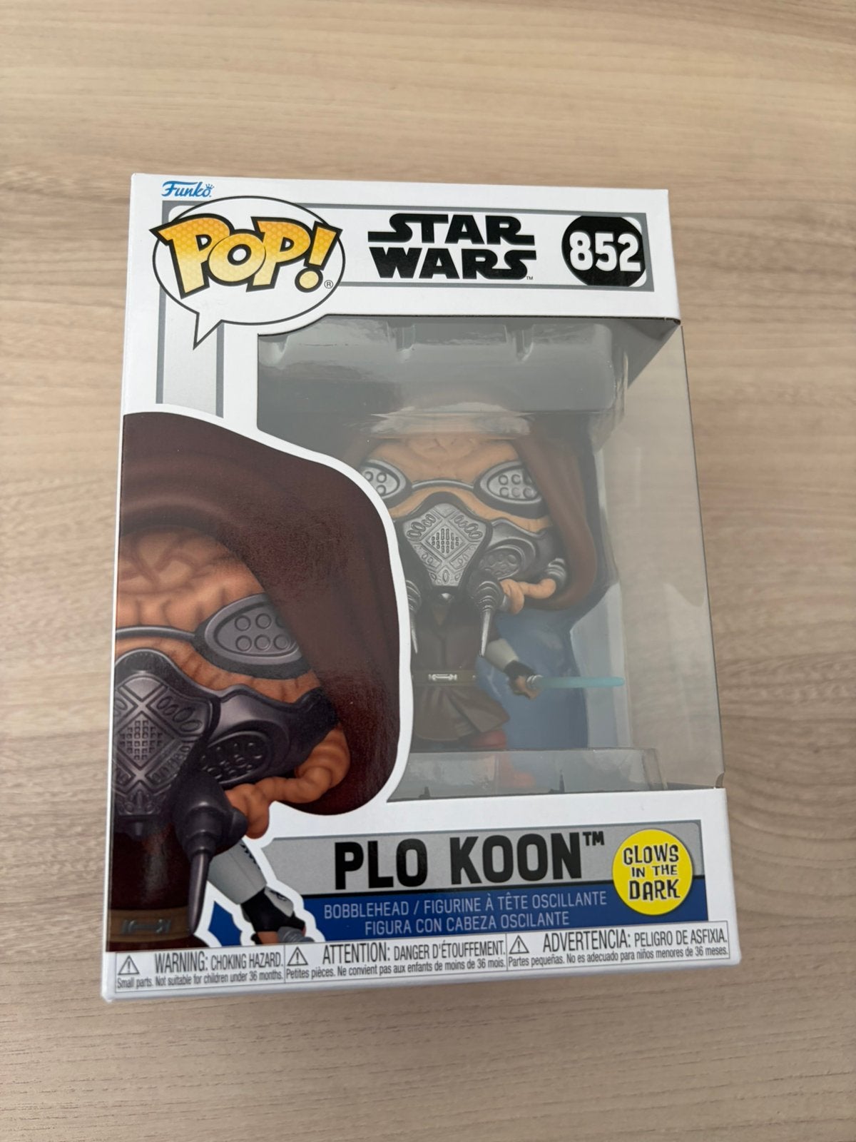 Funko Pop! Star Wars #852 Plo Koon Glow in the Dark Bobble, Ophalen of Verzenden, Zo goed als nieuw