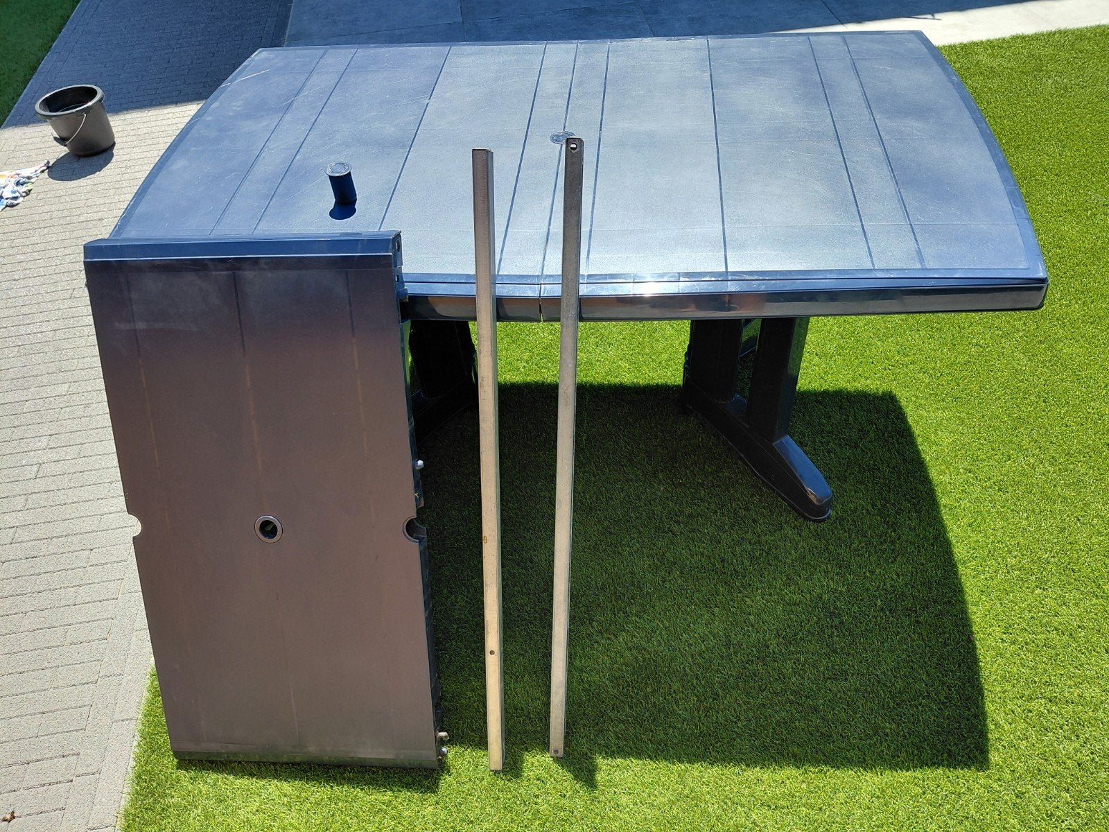 tuintafel antraciet (blauw), Jardin & Terrasse, Tables de jardin, Enlèvement, Utilisé, Rectangulaire, Synthétique