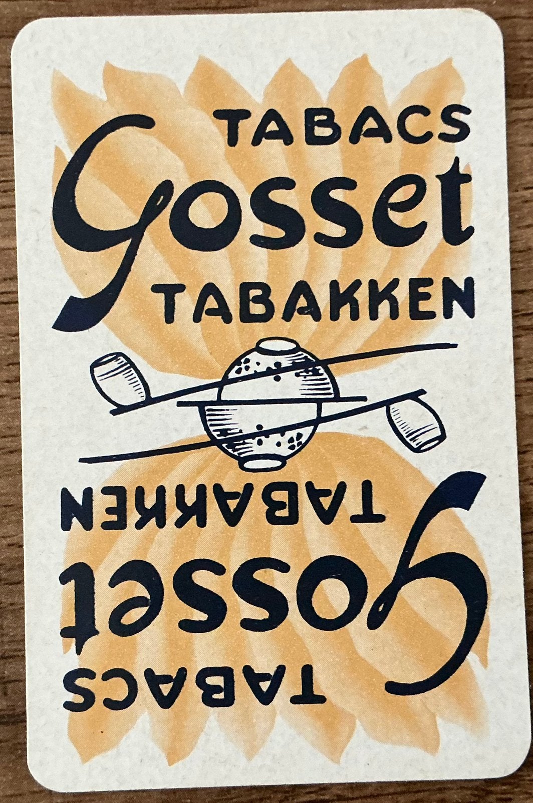 Carte à jouer ancienne GOSSET TOBACCO, Enlèvement ou Envoi, Comme neuf, Autres types