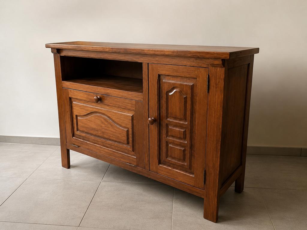 Houten TV meubel, Ophalen, Gebruikt, 100 tot 150 cm, Klassiek