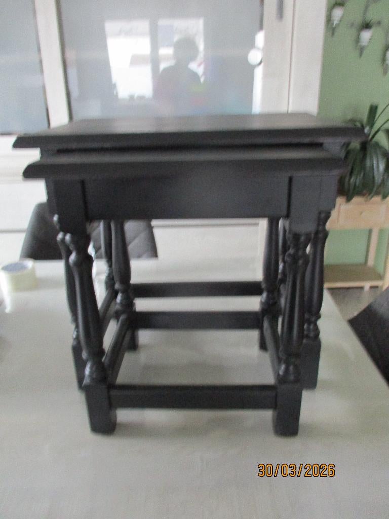 tables gigognes, Minder dan 55 cm, Gebruikt, Tables en chêne peint, Rechthoekig