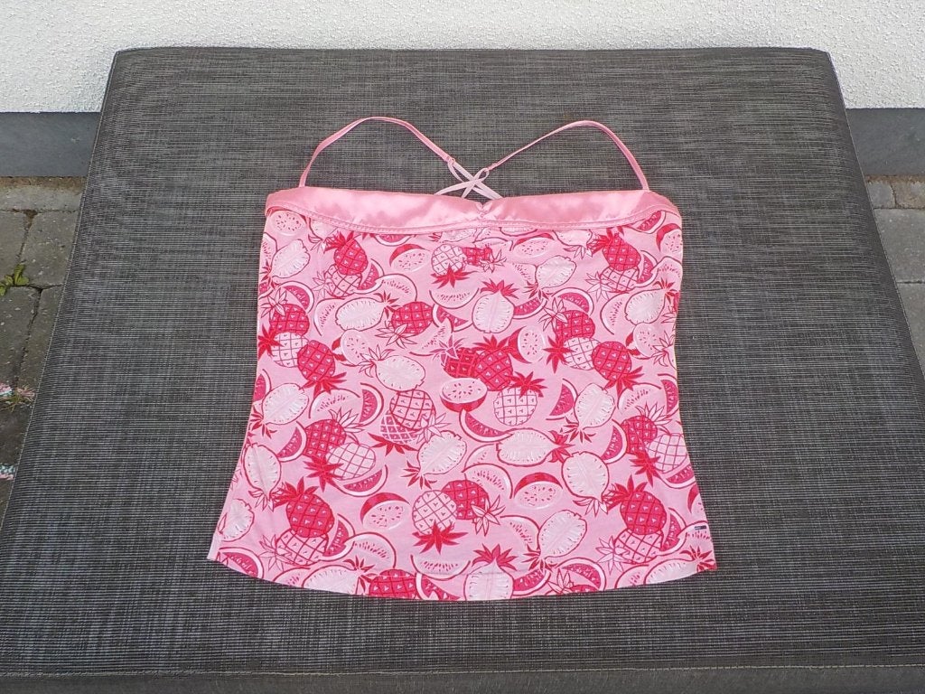 vintage Tommy Hilfiger Denim top rose ananas taille L large, Sans manches, Enlèvement ou Envoi, Rose, Porté