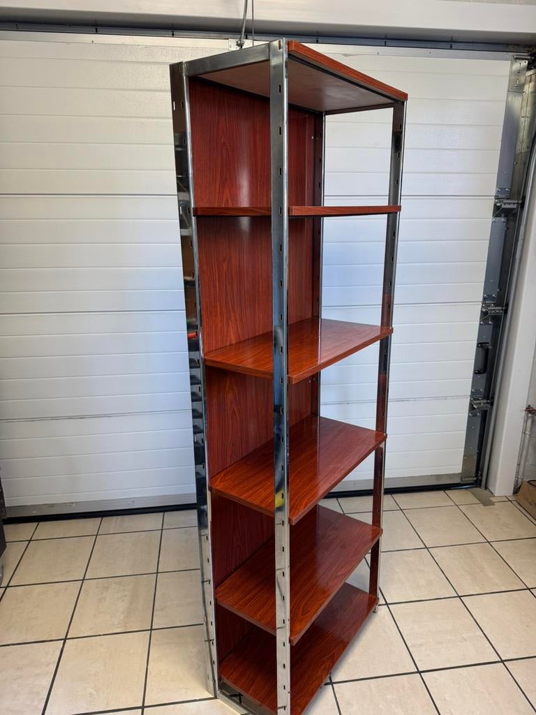 Vintage chromen boekenrek jaren 60-70, Ophalen, Zo goed als nieuw