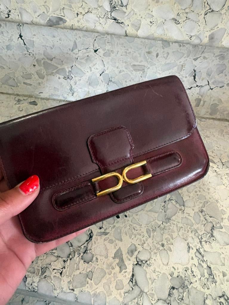 DELVAUX ESCUDO portemonnee bordeaux boxcalf, Ophalen of Verzenden, Gebruikt