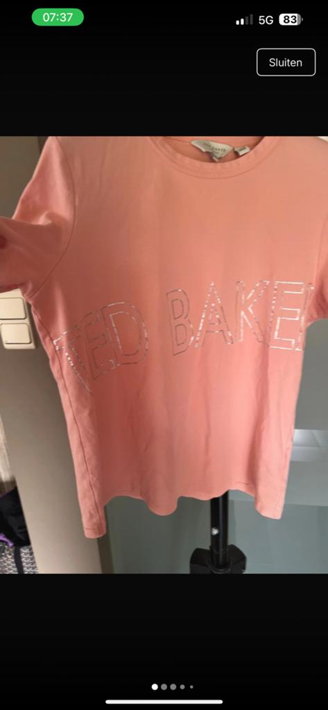 Roze t shirt ted baker, Kleding | Dames, T-shirts, Maat 42/44 (L), Ophalen of Verzenden, Zo goed als nieuw, Korte mouw