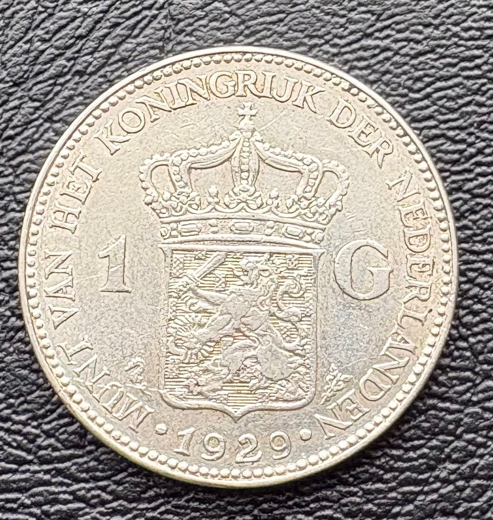 1 florin néerlandais en argent 1929, Enlèvement ou Envoi, Reine Wilhelmine, 1 florin
