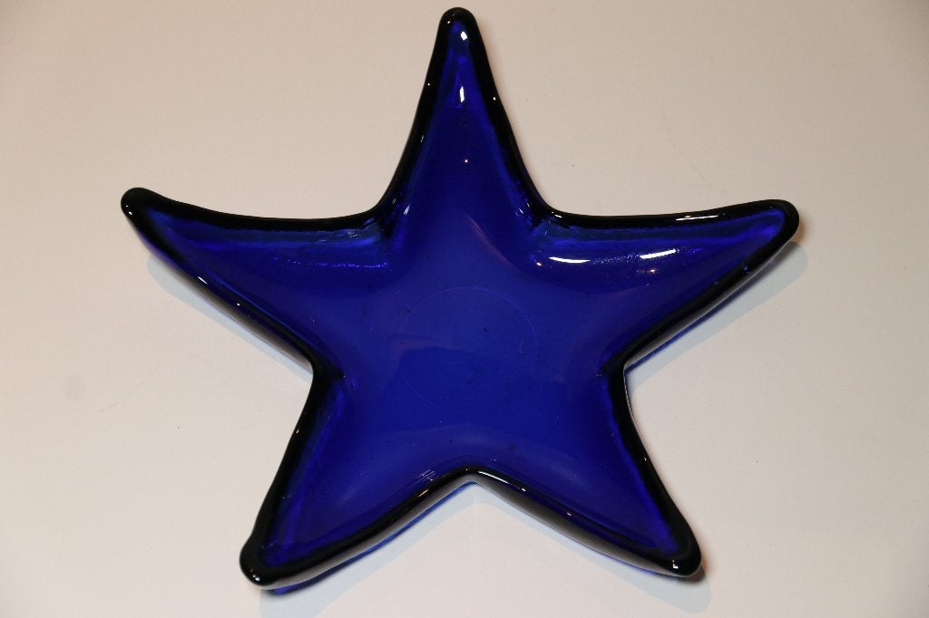 Glazen schaaltje in de vorm van een zeester D. 27cm, Ophalen