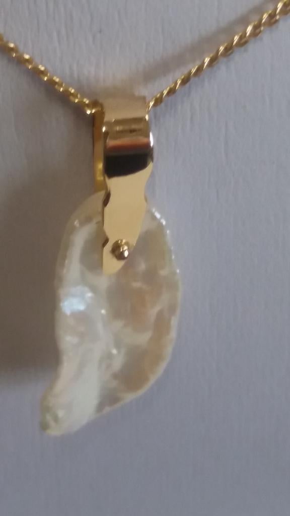 Pendentif perle culture or jaune 18 ct, Neuf, Or, Avec perle, Jaune