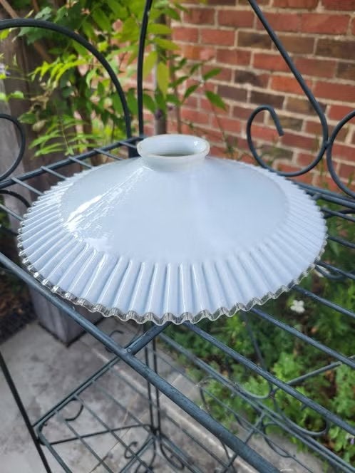 Prachtige Vintage Opaline Glazen Lampenkap – Franse Brocante, Antiek en Kunst, Ophalen of Verzenden