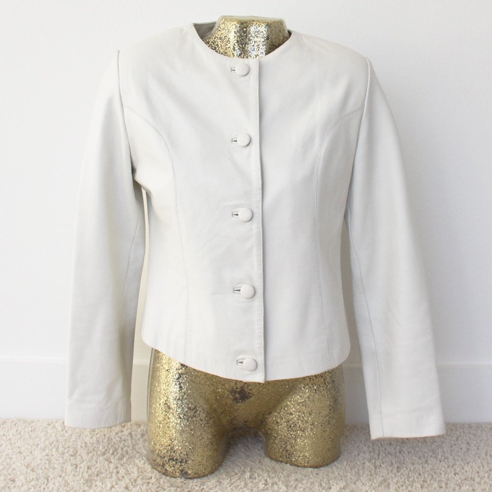 Prachtige Vintage Leren 1st Class Jas (Maat 40) € 60,-, Maat 38/40 (M), Verzenden, Zo goed als nieuw, Wit