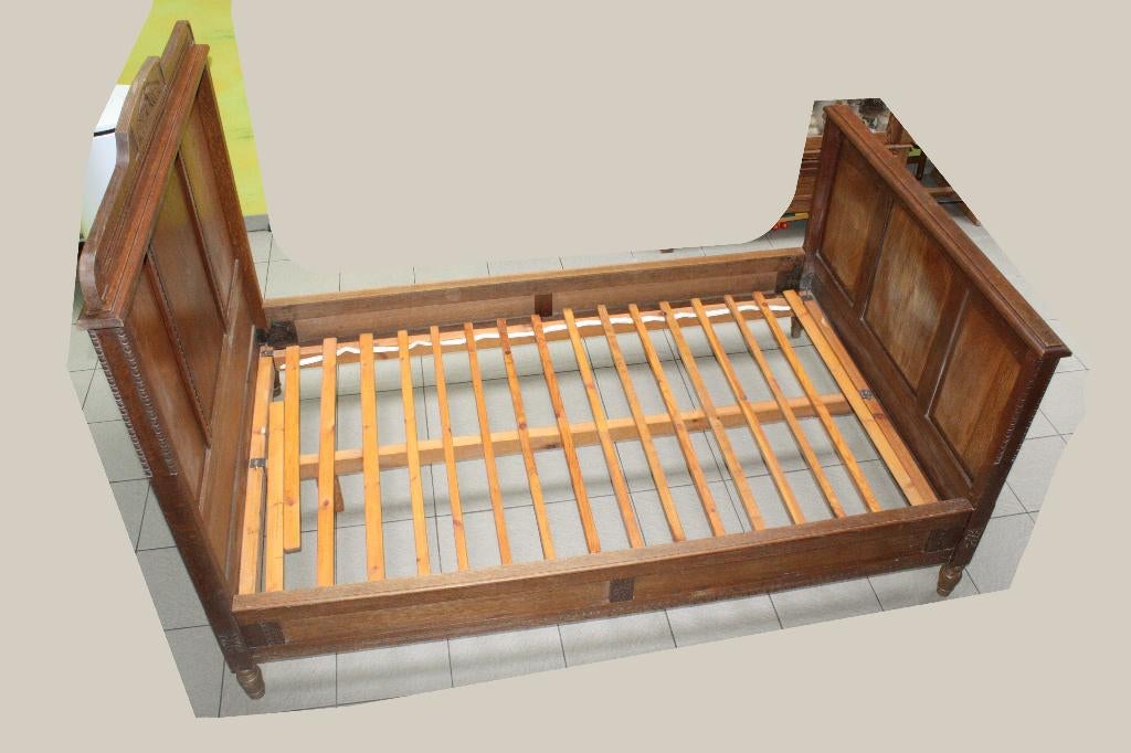 bed - twijfelaar, Ophalen, Gebruikt, Beige, Twijfelaar