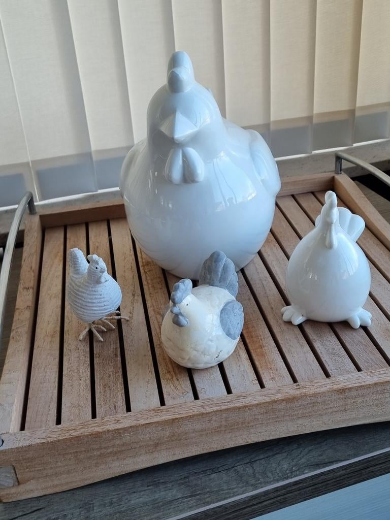 Kippen  familie  grote 25 cm 1 van22cm 3 van10cm perfecte st, Ophalen, Zo goed als nieuw