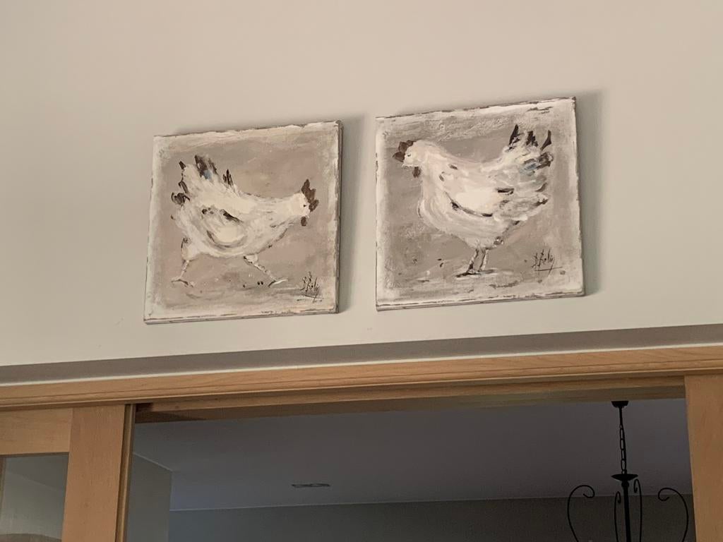 Leuke schilderijtjes met kippen - nieuwstaat, Enlèvement