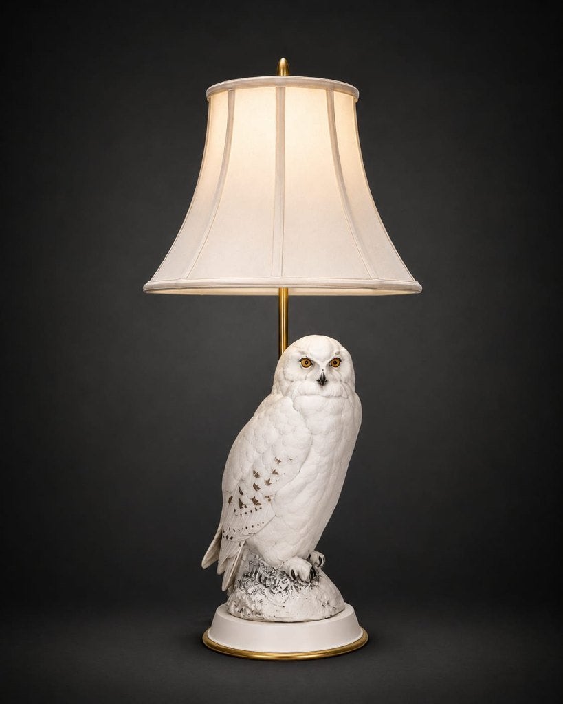 R. Watson Franklin Mint Lamp met sneeuwuil uit 1987, Huis en Inrichting, Lampen | Tafellampen, Wit, Ophalen, Gebruikt, Klassiek
