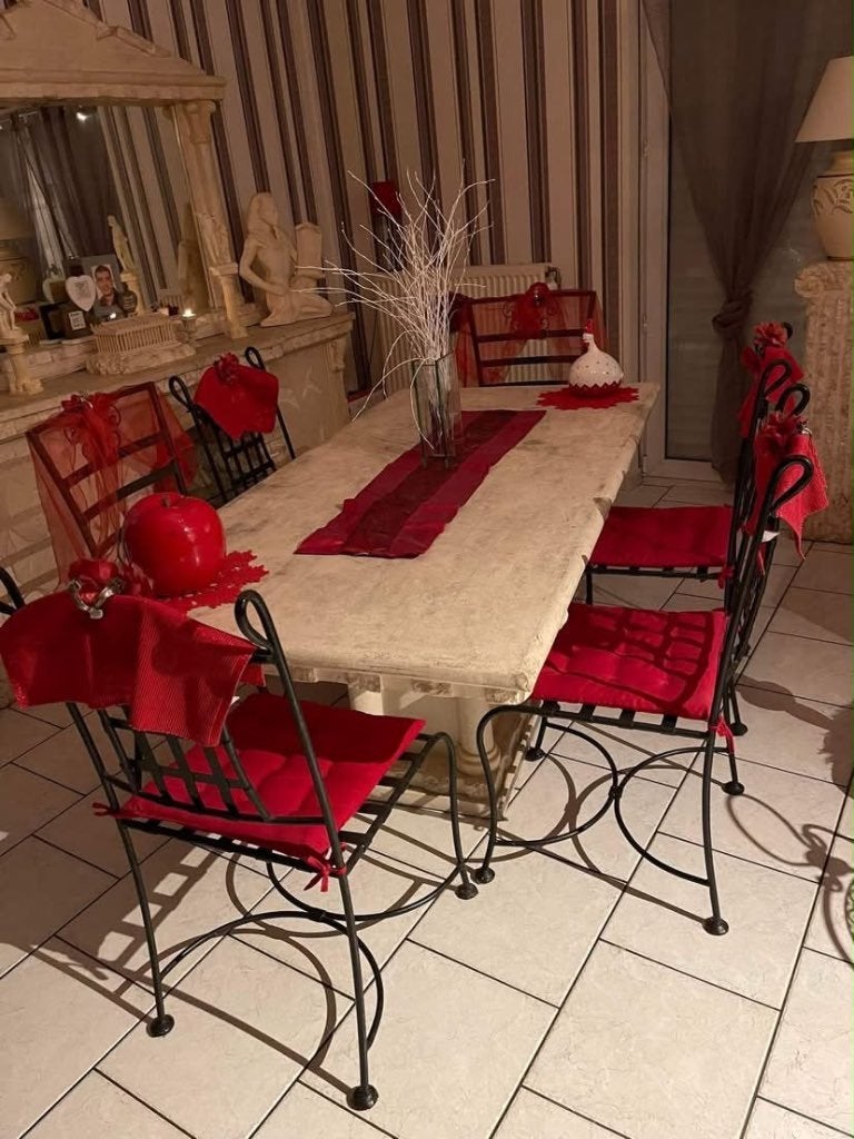 Salle à manger complète en pierre, Maison & Meubles, Enlèvement, Comme neuf, 6 à 8 chaises
