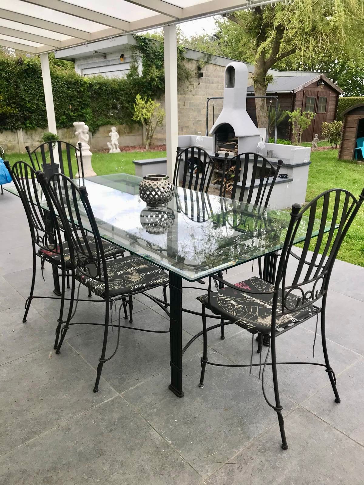 Table + 6 chaises en fer forgé, Enlèvement, Comme neuf