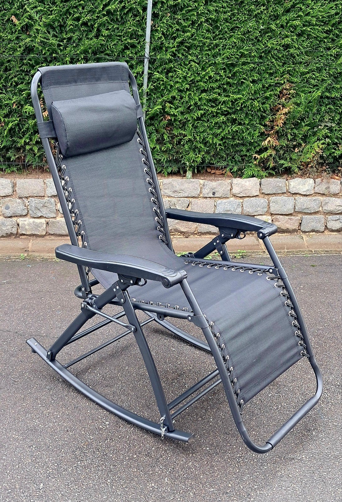 schommelstoel op plooibaar, Neuf, Gris, Enlèvement, Métal