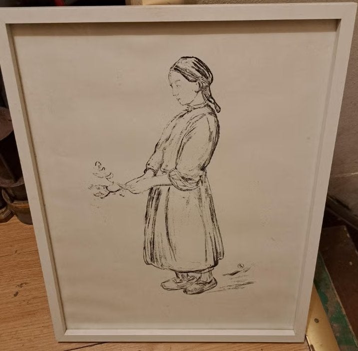 Lithographie femme monograme, Antiquités & Art, Enlèvement ou Envoi, Lithographie
