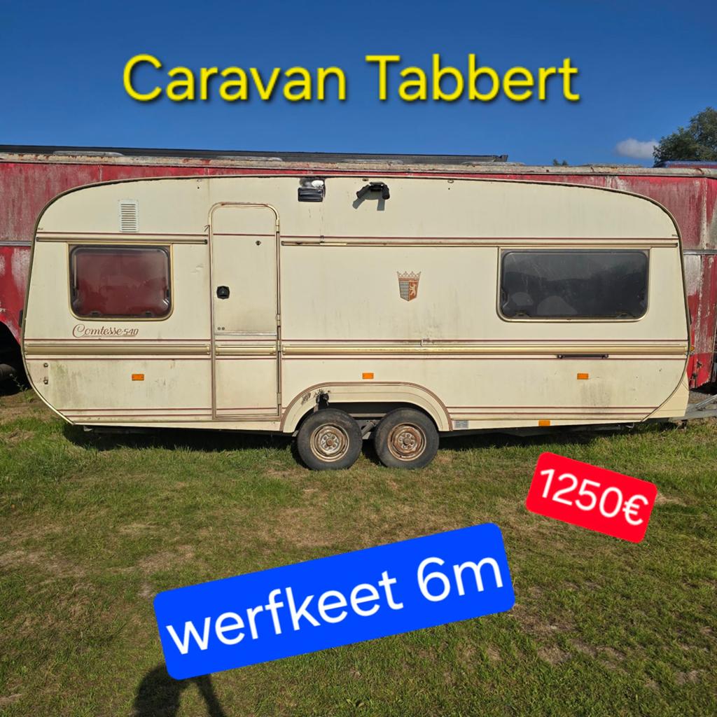 Caravan Tabbert 6m werfkeet camping bouw paarden stacaravan, Caravans en Kamperen, Caravans, Bedrijf, tot en met 4, 1000 - 1250 kg