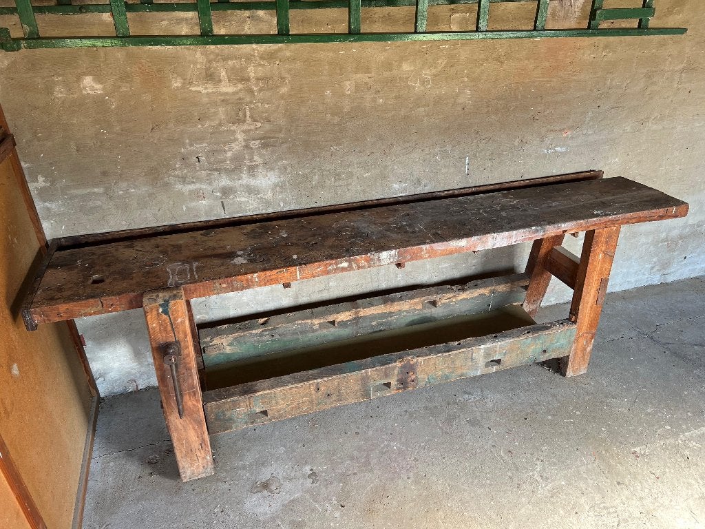 Houten werkbank met bankschroef XXL, Ophalen, Gebruikt, 170 cm of meer, Bankschroef