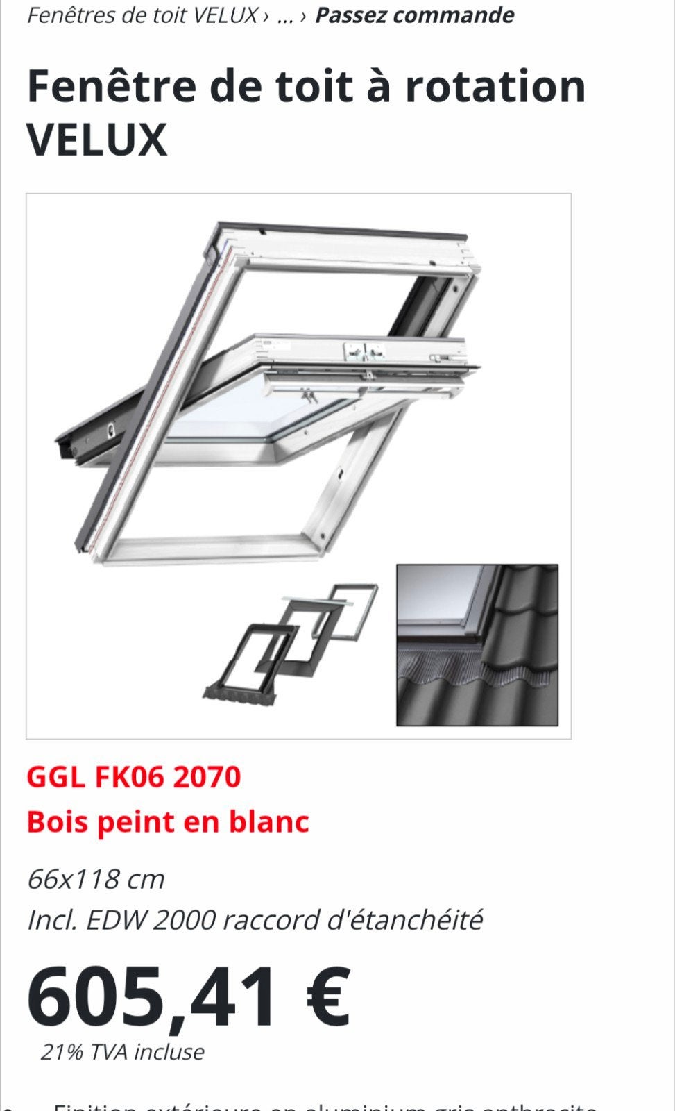 VELUX NEUF GGL FK06 66X118CM, Bricolage & Construction, Enlèvement