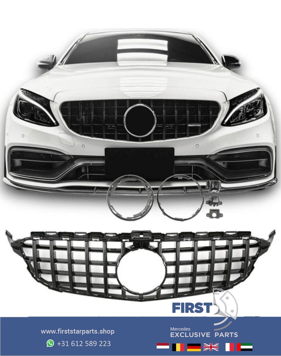 W205 C63 C63s GT PANAMERICANA GRIL ZWART Mercedes C Klasse 2, Utilisé, -, -, Enlèvement ou Envoi