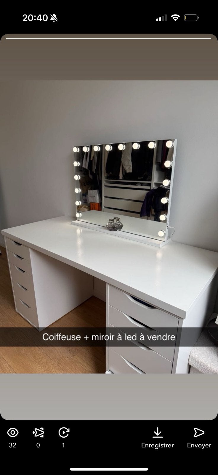 Coiffeuse et miroir, Moins de 100 cm, 100 à 150 cm, Enlèvement, Utilisé