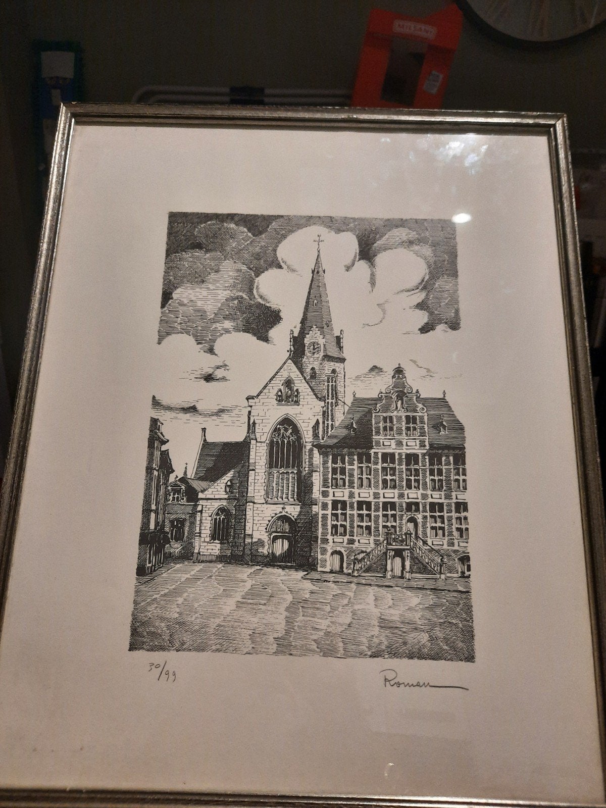 ets kunstwerk van kunstenaar  Roman malfliet, Antiek en Kunst, Ophalen of Verzenden, Ets