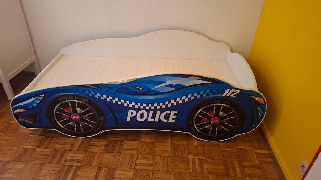 Voiture de police lit pour enfants avec tapis, Enlèvement, Utilisé