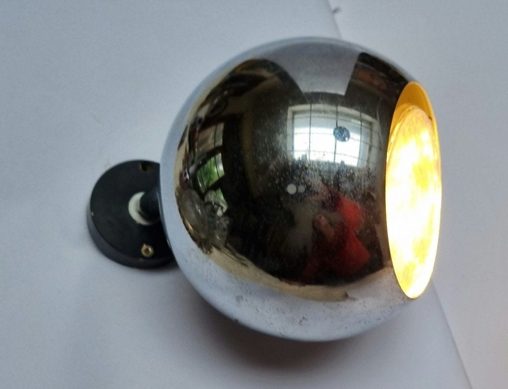 Eyeball Vintage Chrome Space Age 1970 lamp - Wandlamp, Gebruikt, Metaal, Wandlamp, Gerichte verlichting