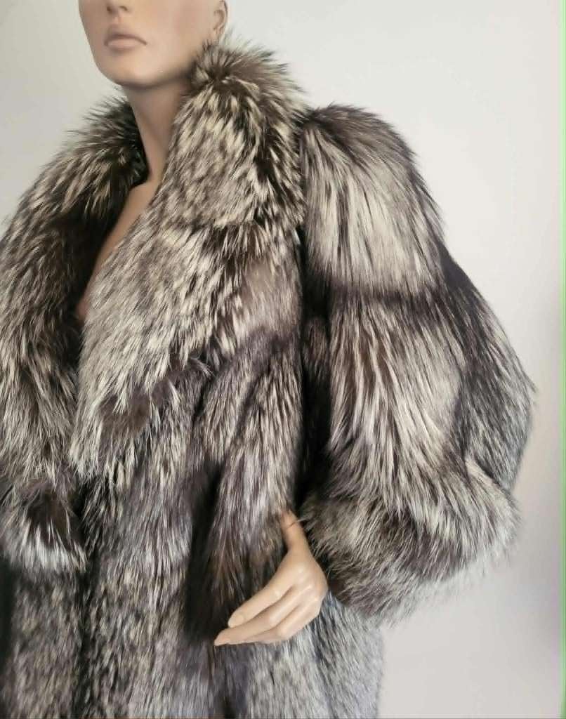 Veste en renard argenté, Enlèvement, Comme neuf, Taille 42/44 (L), Argenté