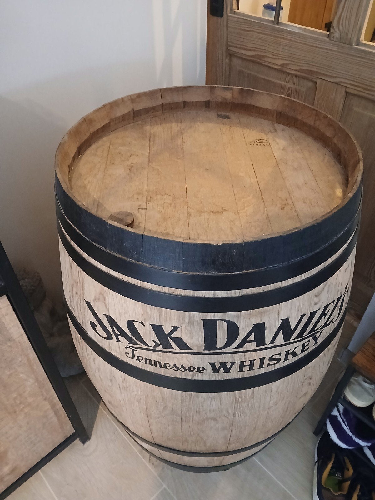 Eiken vat met Jack Daniels opschrift, Ophalen, Gebruikt, 50 tot 100 cm, Eikenhout